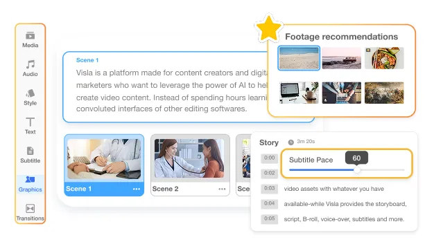 Easy festive video creation with Visla holiday video generator using AI Video Agent, scene-based editing, voiceover, and branding